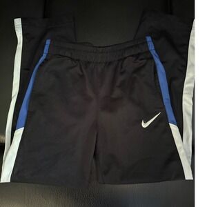 Nike Track Pants Boys Size M Black Blue‎ White Athletic Training Warm Up